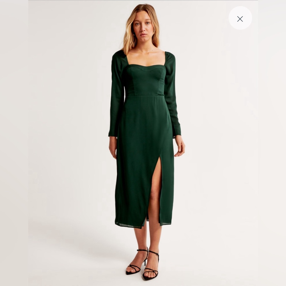 Abercrombie dark green midi dress